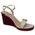 Gucci Damen Espadrille Sandale mit gefüttertem G. Weiß Rot Blau Leder  ref.288296