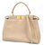 FENDI PEEKABOO Selleria 2WAY Womens handbag Grey x gold hardware Leather  ref.288894