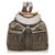 Gucci Brown Bamboo Drawstring Nylon Backpack Khaki Leather Pony-style calfskin Cloth  ref.289179