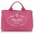 Bolsa de lona com logotipo Prada Pink Canapa Rosa Pano  ref.289193