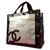 Chanel Translucent Clear Naked CC Perforated Tote Jumbo Tote Black White  ref.289836