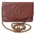 Wallet On Chain Chanel Kette an der Brieftasche Braun Leder  ref.290605