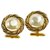 Chanel Breloques de bouton de manchette en perles dorées Or blanc  ref.291542
