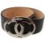 Chanel b10V Jumbo CC Logo Belt Black x Silver Leather  ref.294532