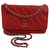 Wallet On Chain Chanel Tissu Rouge  ref.294852
