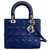 Borsa Christian Dior Lady Dior media Blu navy Blu scuro Silver hardware Pelle  ref.294923