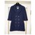 Chanel veste à poitrine doublée Tweed Bleu Marine  ref.295064