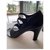 Chanel Zapatillas Negro Piel de cordero  ref.295068