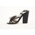 Chanel 09c Tacchi a zeppa con sandalo fiore camelia nera  ref.297929