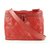 Chanel Rote gesteppte Vanity Case Tote Box mit Riemen Leder  ref.298933