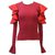 Alexander Mcqueen Ruffled Rib Knit Sweater Red Viscose  ref.300213