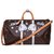 Hermosa bolsa de viaje Louis Vuitton Keepall 55 Correa de hombro de lona con monograma personalizado "Fight Club" Castaño Cuero Lienzo  ref.301370