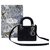 Christian Dior Lady Dior Mini Bag Black Cannage Satin Rhinestones  ref.302542