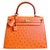 Hermès KELLY II tangerine orange ostrich Exotic leather  ref.303266