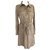Miu Miu Braunes Langarm-Safari-Kleid Beige Baumwolle  ref.303534