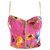 Dolce & Gabbana Top corto con corpiño floral rosa Multicolor Poliamida Nylon  ref.303537