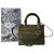 Christian Dior Lady Dior Medium Khaki Canvas Bag Leather  ref.303998