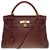 Hermès Splendide & Rare sac à main Hermes Kelly 32 retourné bandoulière en Chèvre de Mysore marron, garniture en métal plaqué or Cuir  ref.304755