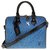 Louis Vuitton Rare Speedy 25 blue and white Epi Denim shoulder strap with a removable and adjustable black leather shoulder strap  ref.304892