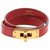Hermès Hermes Red Swift Kelly Bracelet Golden Leather Metal Pony-style calfskin  ref.305109