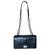 Vitello Prada Schwarze Tasche aus weichem Leder mit silberner Kette  ref.305546