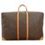 Louis Vuitton Mala de viagem Marrom Bege Couro Lona  ref.306371