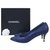 Sapatos de salto alto Chanel Navy Python Couro 39,5 Azul marinho Couros exóticos  ref.306590