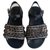 Chanel Papa Sandalen Schwarz Leder  ref.307048