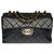 Très RARE sac bandoulière Chanel Timeless/Classique 22cm en cuir matelassé noir avec ouverture par rabat simple double side , garniture en métal doré  ref.307782