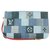 Louis Vuitton Denim Patchwork Neverfull Pochette Wristlet Bag Leather  ref.307793