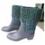 CHANEL Boots de pluie marine caoutchouc et tweed T36 IT Bleu Marine  ref.308282