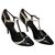 Céline Heels Black White Leather  ref.308330