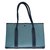 Superbe Cabas Hermès Garden Party 36 en Denim bleu et cuir bleu Jean  ref.308456