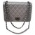 Timeless Klassische Chanel-Tasche aus grauem gestepptem Kalbsleder  ref.309254
