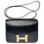 Hermès Splendid Hermes Constance handbag 23 cm vintage in navy blue box, garniture en métal doré Leather  ref.309381