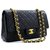 Chanel 2.55 lined flap 10" Chain Shoulder Bag Black Lambskin Leather  ref.310097
