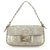 Fendi Mama Baguette Flap Bag aus FF-Leder in Silber mit Whipstitch-Prägung Geld  ref.310669