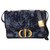 Bolsa Dior 30 Montaigne Azul escuro Couro Lona  ref.311058