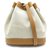 Hermès VINTAGE SAC A MAIN HERMES SEAU MARKET BUCKET TOILE & CUIR GOLD HAND BAG Beige  ref.311118