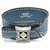 Hermès NEU HERMES ARMBAND TOUAREG SCHNALLE SILBER T18 Eidechsenblaues Leder Exotisches Leder  ref.311167