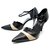 Chanel used shoes 36.5 BLACK LEATHER BUCKLE PUMPS + LEATHER PUMP BOX  ref.311241