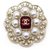 Other jewelry NEW CHANEL BROOCH CC LOGO RED STONE PEARLS CC LOGO + NEW BROOCH BOX Golden Metal  ref.311248