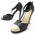 NEW CHANEL SHOES SALOMES G30444 39.5 TWO-TONE BOX SHOES Black Cloth  ref.311272