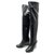 NEUF CHAUSSURES CHANEL G31303 37.5 BOTTES CUISSARDES TALONS COMPENSES CUIR Noir  ref.311287