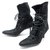 NEUF CHAUSSURES GUCCI 39.5 BOTTINES FOURREES A TALONS DAIM NOIR SUEDE BOOTS  ref.311402