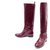 Céline CELINE BOOTS 38 BURGUNDY SPAZZOLATO LEATHER LEATHER BOOTS SHOES Dark red  ref.311988