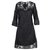 Chloé Vestido recto negro con flores bordadas Seda  ref.312131