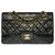 Splendid Chanel Timeless Medium Bag 25cm mit gefütterter Klappe aus schwarzem gestepptem Leder, garniture en métal doré  ref.313622