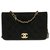Timeless Precioso bolso Chanel Classic Mini Full Flap en ante negro, guarnición en métal doré Gamuza  ref.314315