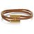 Hermès Hermes Braunes Tournis Tresse Armband Golden Leder Metall Kalbähnliches Kalb  ref.315350